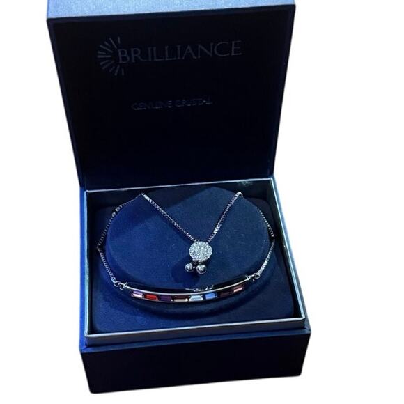 New in Box Brilliance Rainbow Crystal Bar Adjustable Lariat Bracelet 925 Plated - Picture 13 of 14